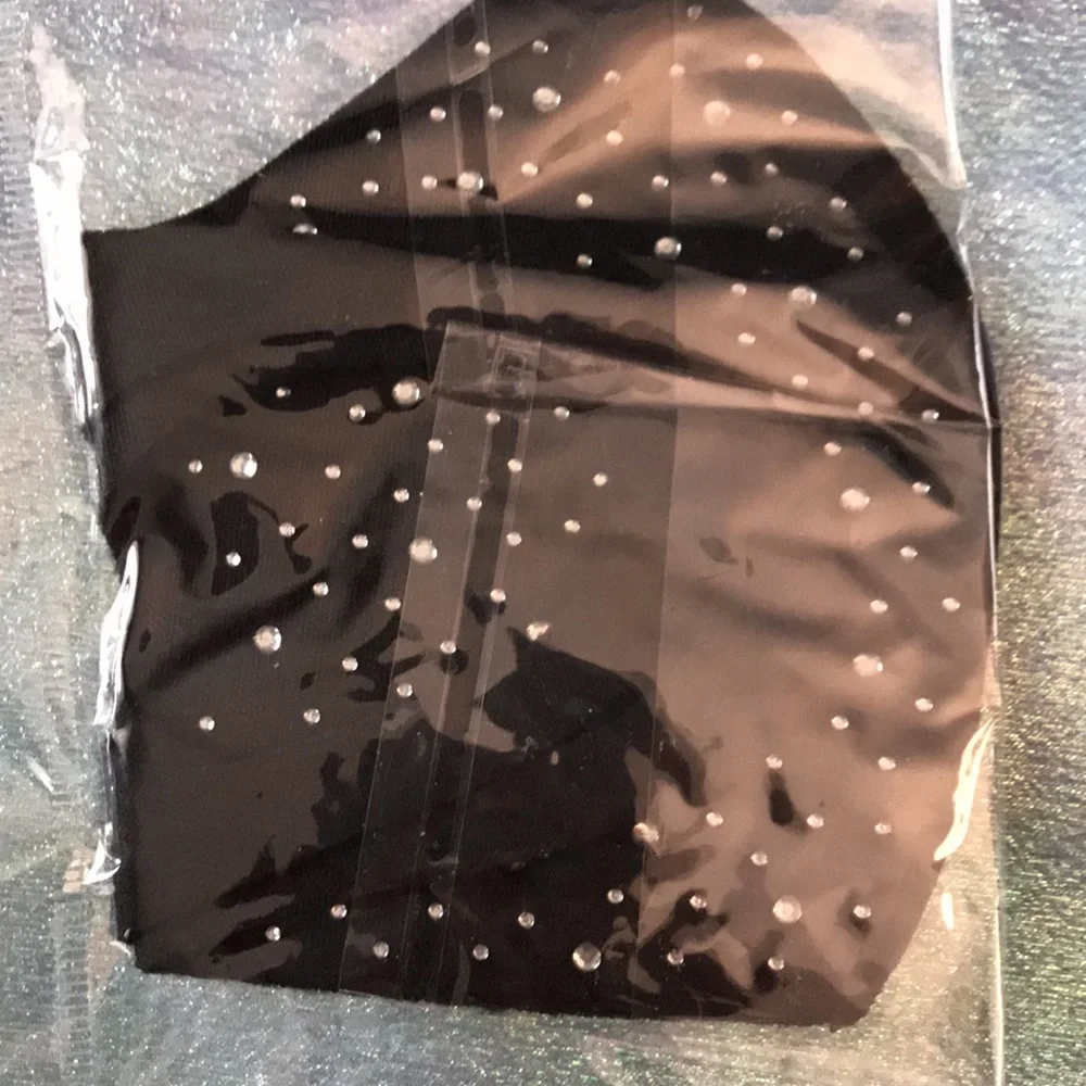 🔥 3/$15 Black Face Mask with Clear Rhinestones